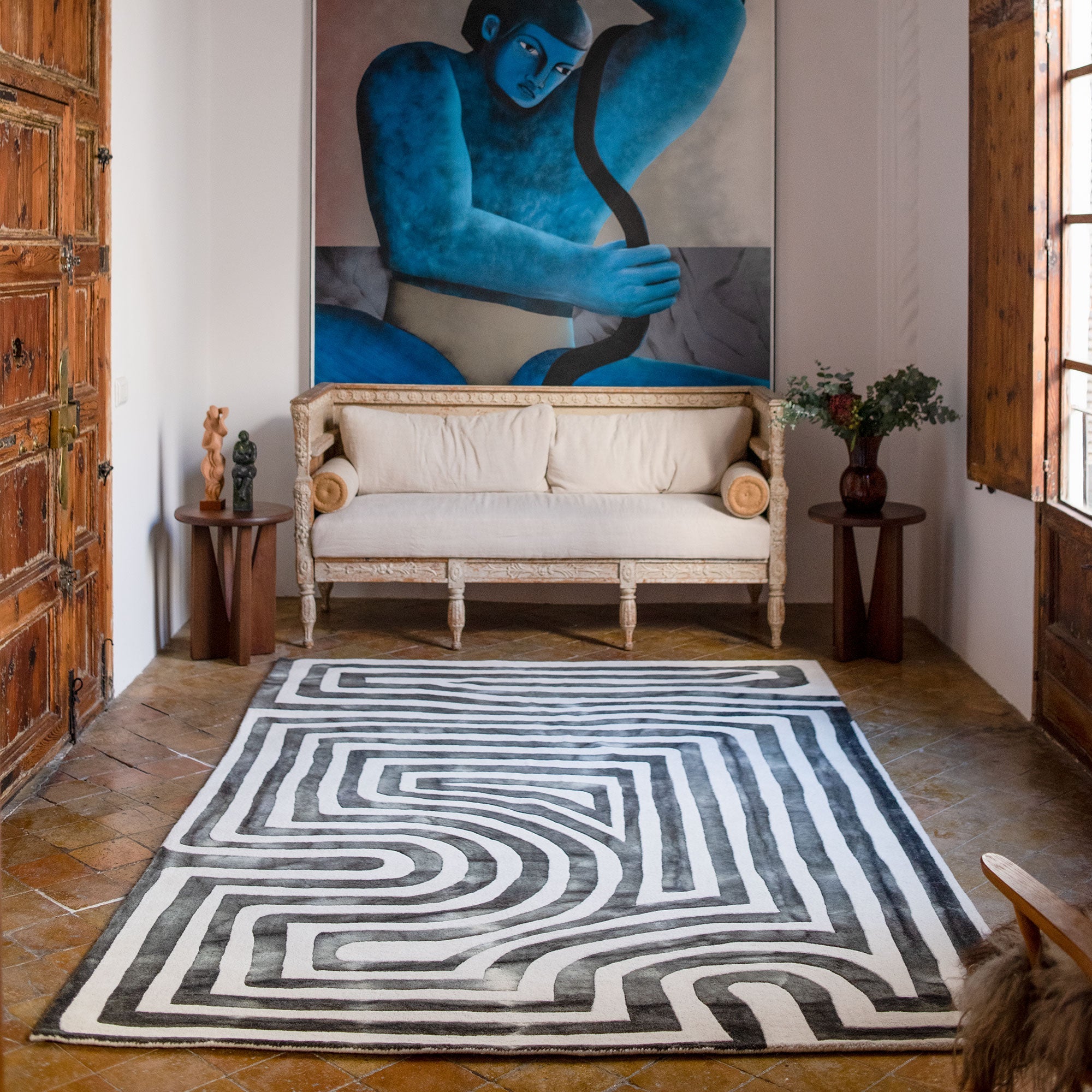 Psychadelic Labyrinth Dip Dye Rug 118 x 158